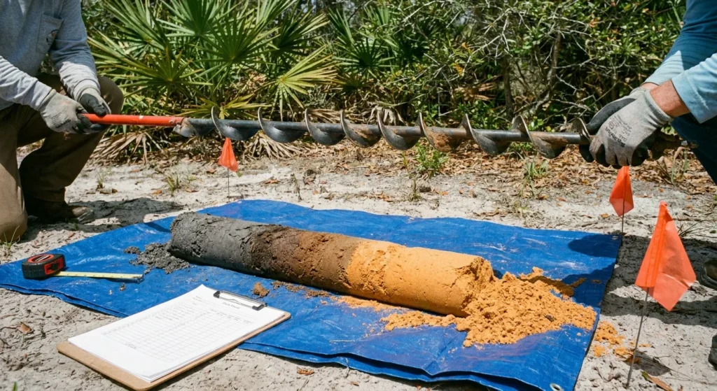 Soil evaluation and site testing before a drain field replacement in Marion County