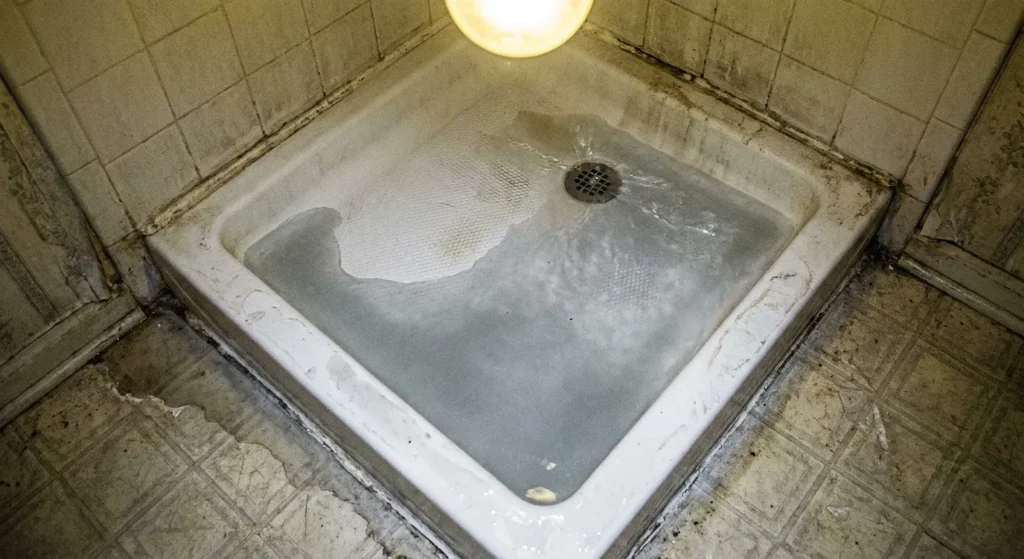 Water backing up into a bathroom shower drain in an Ocala home