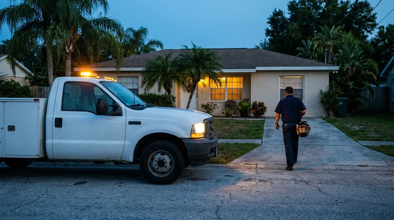 Emergency septic contractor responding to a backup at an Ocala FL home