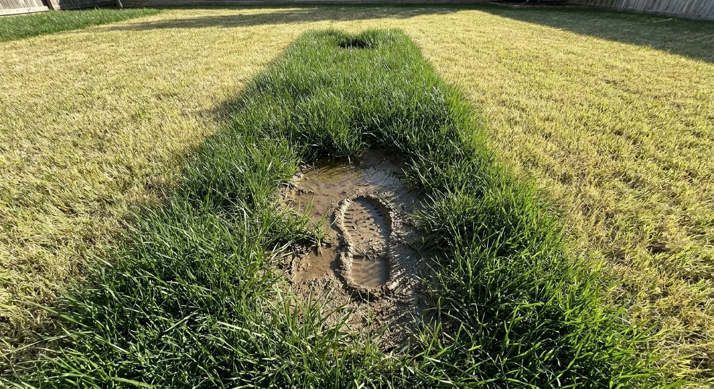Saturated ground and dark green grass over a failing drain field in Ocala FL