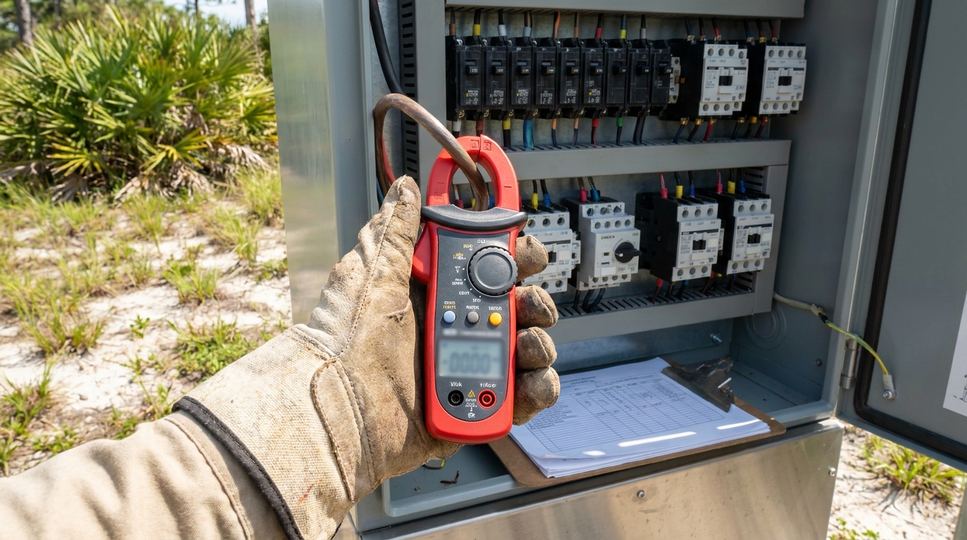 Measuring pump amperage draw during scheduled lift station maintenance