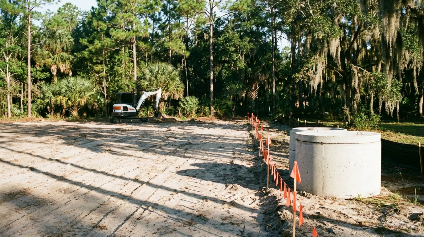 New septic system installation on a Marion County building lot