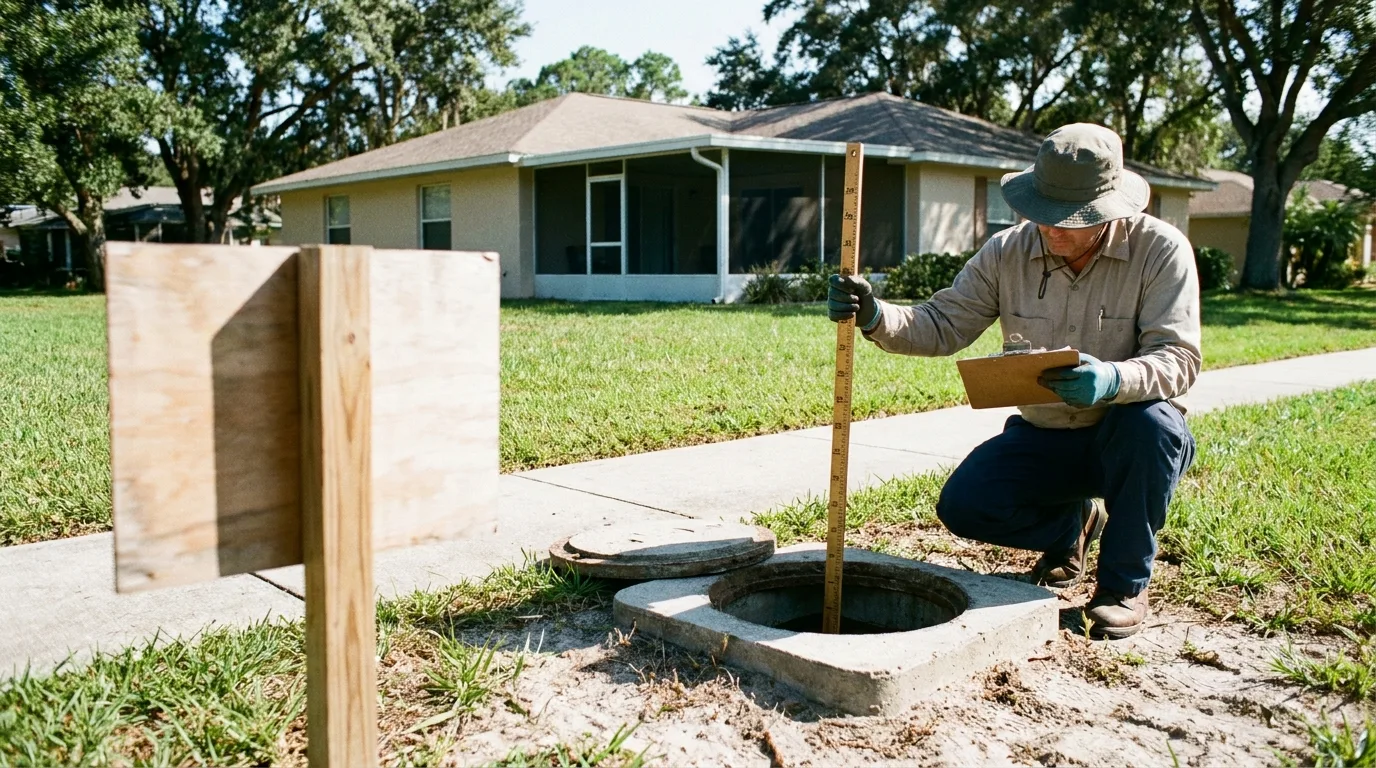 Real estate septic inspection at an Ocala FL home before closing