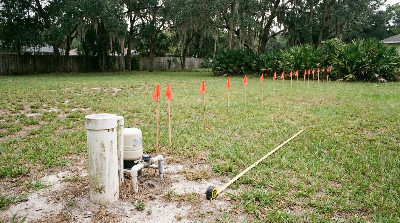 Setback distances between a private well and a septic drain field